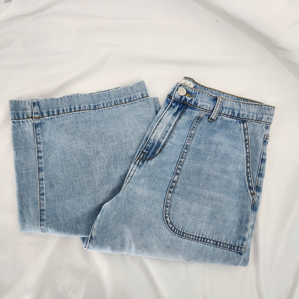 Wonderly Womens High Rise Wide Leg Jeans Size 6R Boho Coastal Patch Pocket